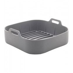 Forma 21cm X6,6cm Quadrada de Silicone para Air Fryer Cinza